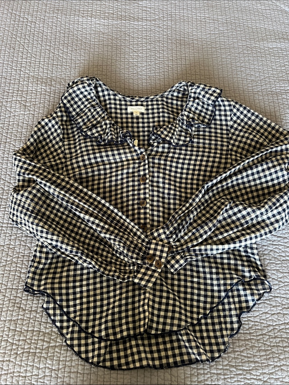 Anthropologie Pilcro Remy Ruffle Collar Buttondown Shirt - Picture 2 of 6